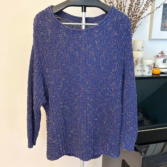 SOLD - Free People oversized Neon Lights Purple Sweater - Picture 2 of 6